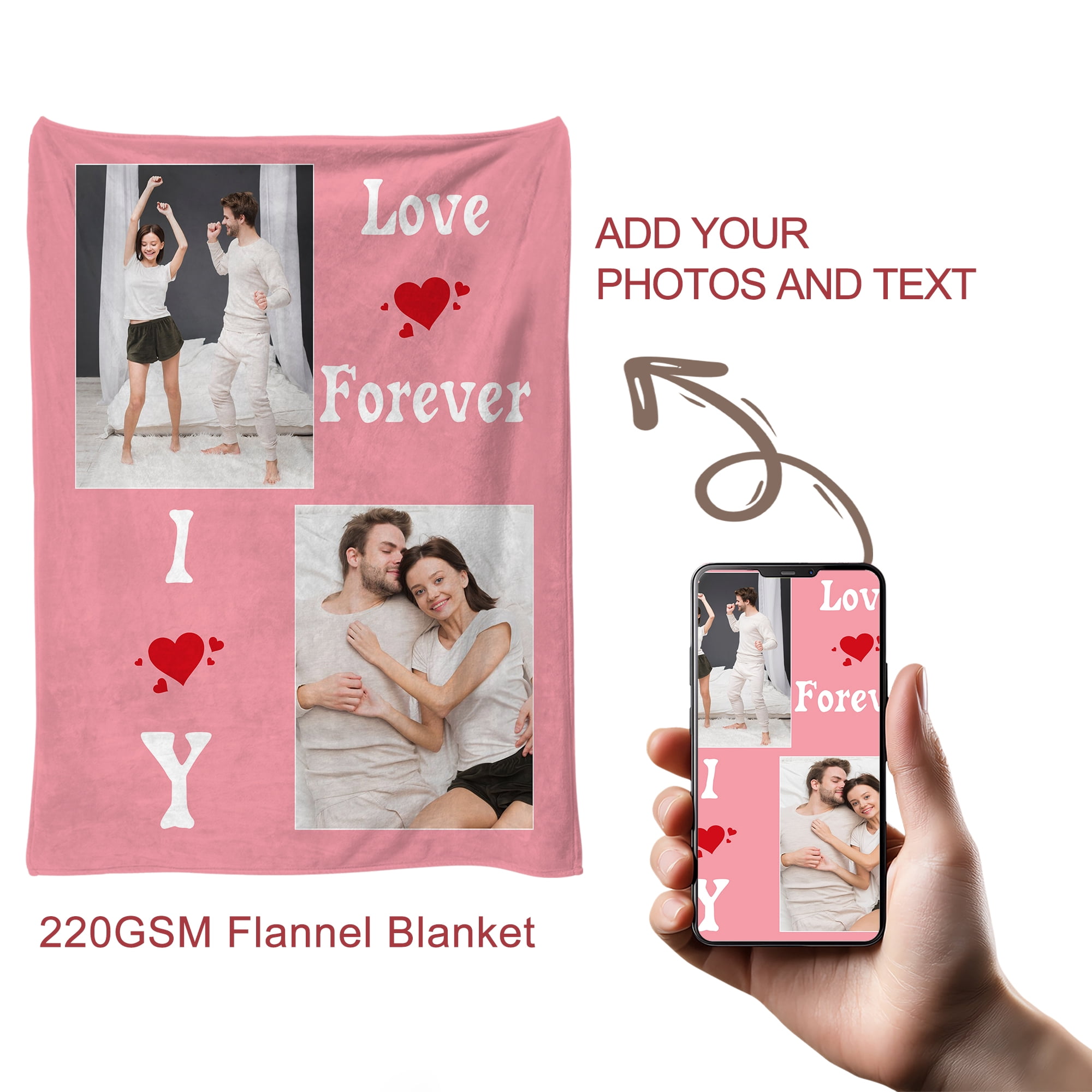 JML Custom Soft Flannel Blanket - Personalized Photo & Text Throw, Blankets & Throws 30"x40" for Family, Pets, & Adults