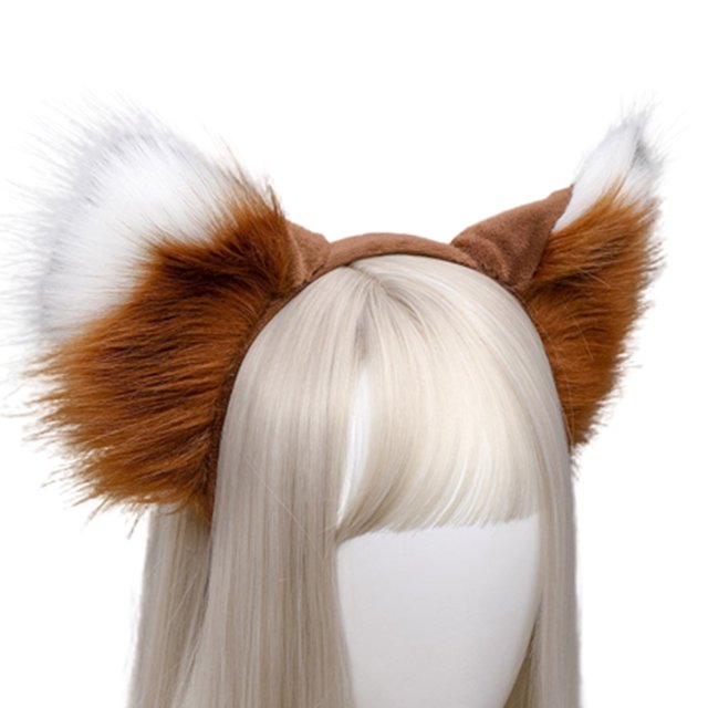 Diadema hecha a mano con orejas de piel de zorro y lobo, vestido para fiesta, disfraz de Navidad y Halloween, diadema Adepaton BST2000038-5