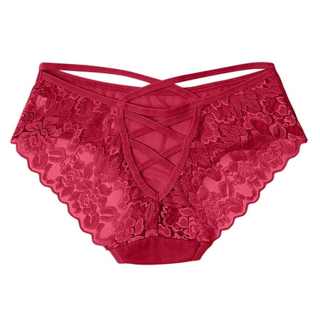uublik Underwear Women Thong Red No Show Thong Underwear Stretch Breathable Lace Panties