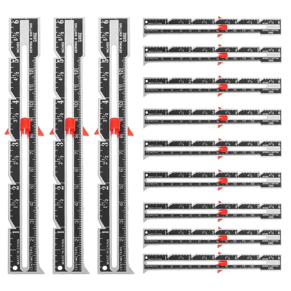 MLINS 12pcs Sliding Gauge Sewing Measuring Tools Versatile Knitting And Quilting Rulers For Hemming Stitching And Craft Projects