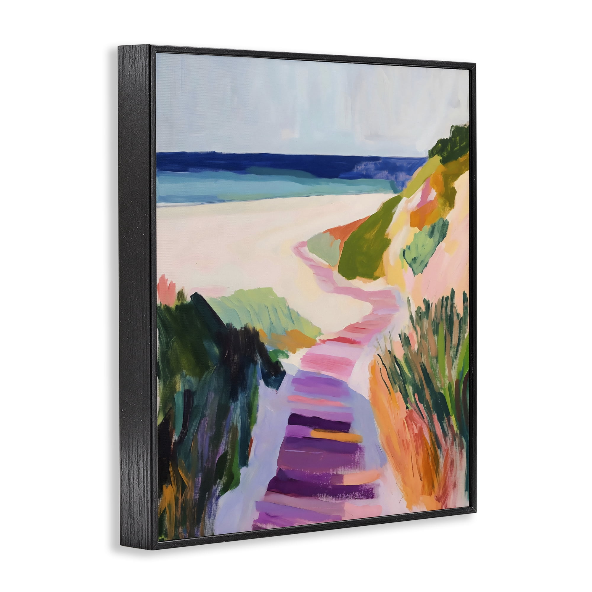 Stupell Industries Pastel Beach Pathway to Shore Black Framed Giclee Art, design by The Prints Vibe
