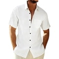 thumbnail image 3 of YOIAVAIOY Hawaiian Shirt for Men Button Down Short Sleeve Shirts Lightweight Casual Summer Beach Shirts White S, 3 of 10