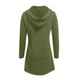thumbnail image 4 of Women's Fashion Hoodies Drawstring Zipper Long Jacket Top Pocket Hooded Long Sleeve Solid Print for Casual Wear Womens Sweatshirts Army Green L, 4 of 5