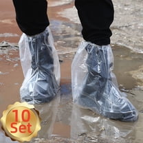Disposable Waterproof Shoe Covers for Men and Women, Rain, Outdoor, and Indoor Use, Transparent, 10 Pairs