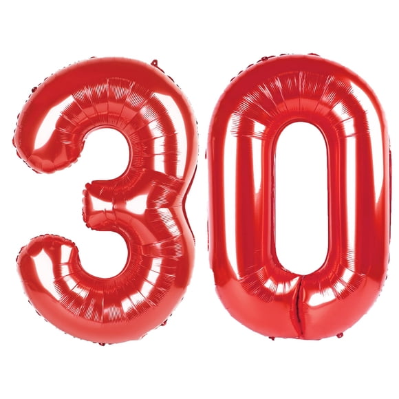 Globo digital Kelfuoya 30, número 30, lámina de mylar, color rojo, 1 m
