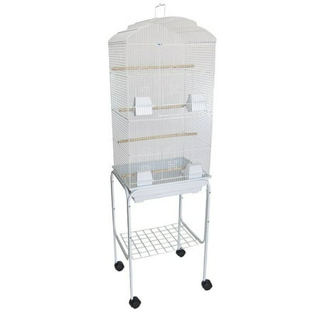 Ymlgroup 6804 3 by 8" Bar Spacing Tall Shall Top Small Bird Cage with Stand - 18"x14" in White