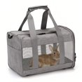 thumbnail image 1 of Porta mascotas pequeño, porta conejillos de indias, porta conejitos para viajes, acampar al aire libre, bolsa de mano portátil para mascotas transpirable (gris), 1 of 5