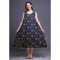 thumbnail image 5 of Bimba Dark Navy Blue Floral Leaves & Flower Sleeveless Night Gown For Women s Cotton Printed Nightwear Ladies Sleepwear Medium, 5 of 6