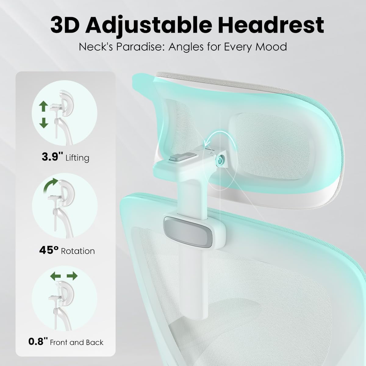 Farini Ergonomic Office Chair,Home Office Desk Chair with Adjustable Lumbar Support and Armrests,Comfy Computer Desk Chair with Headrest,for Home and Office, White & White