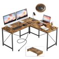 thumbnail image 1 of Bestier 95.2 inch L Shaped Desk with Power Outlet & Monitor Stand Rustic, 1 of 7