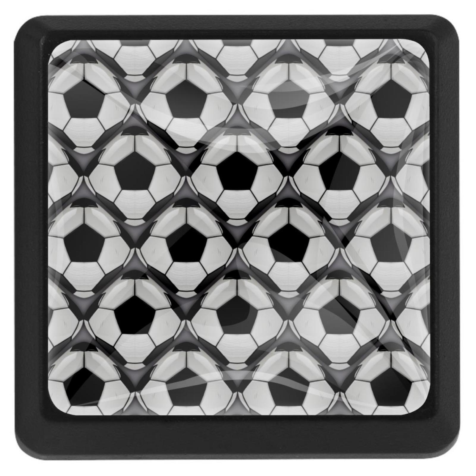 3 Pack Soccer Football Balls Square Door Knobs Decor for