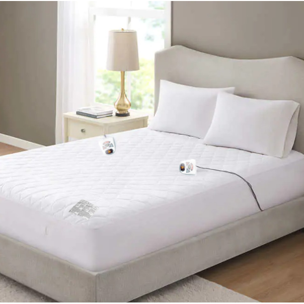 Home Reflections Quilted Heated Mattress Pad Includes 2 Remotes, 10