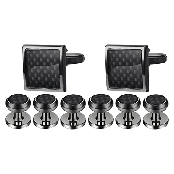 LEORX Cufflinks And Studs Set Black Cufflinks Men 8Pcs