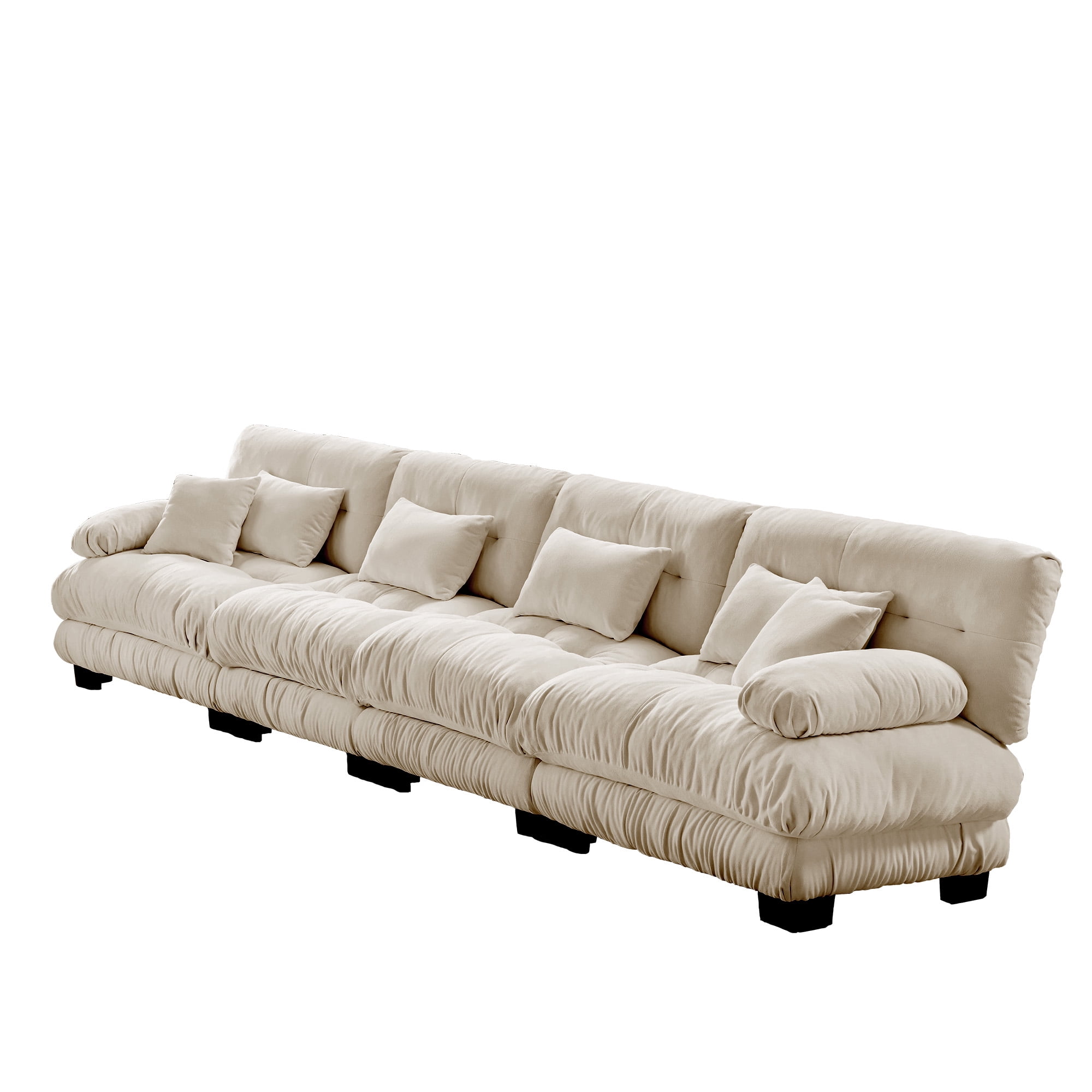 Gewnee White Chenille Cloud Couch 2 Seater Sofa for Living Room, Chenille 2 - Seat sofa with 2 Lumbar pillows and 2 throw pillows,