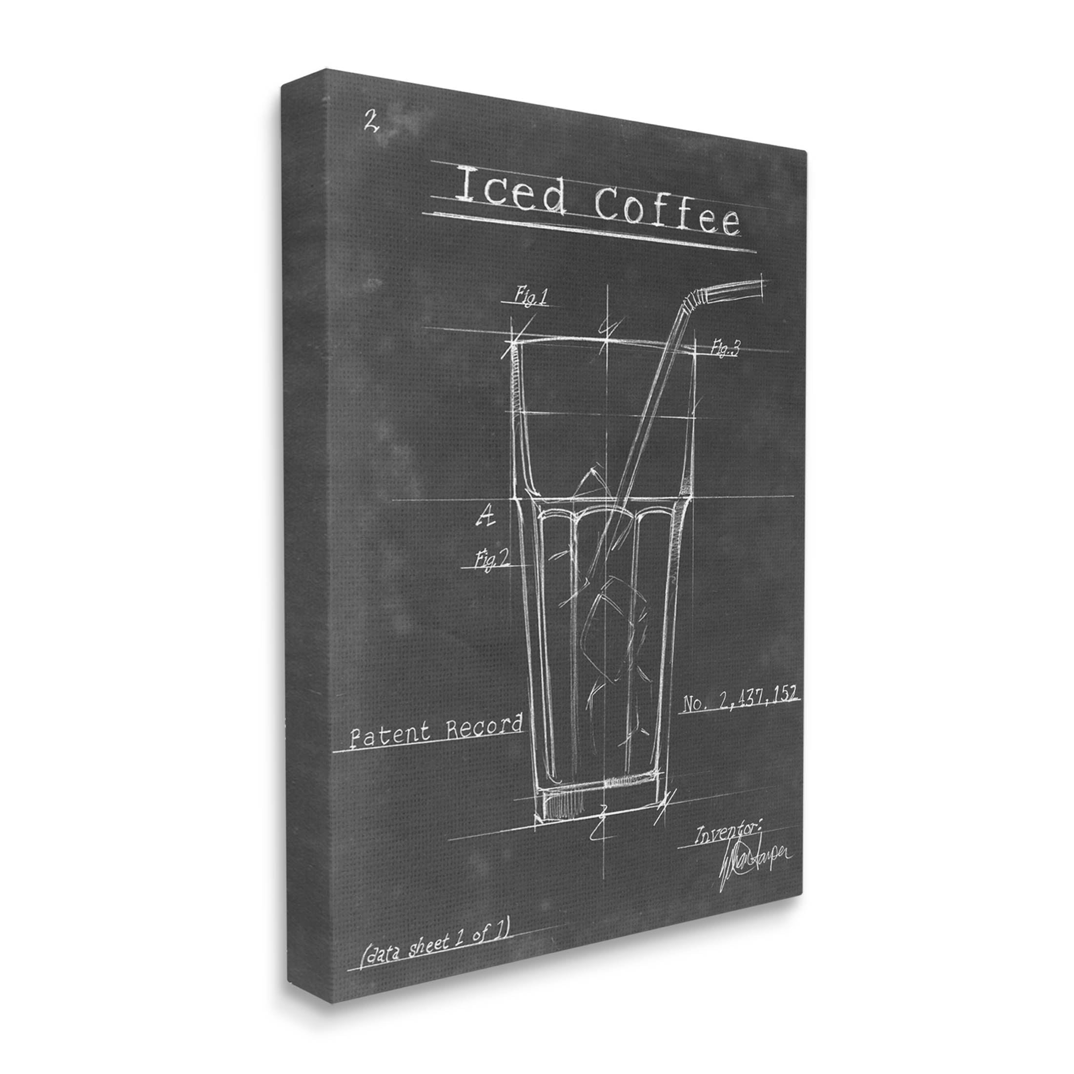 Stupell Industries Iced Coffee Patent Diagram Chart Graphic Art Gallery Wrapped Canvas Print Wall Art, Design by Ethan Harper
