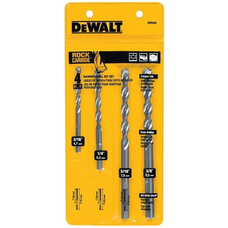 DEWALT DW5204 4-Piece Premium Percussion Masonry Drill Bit Set