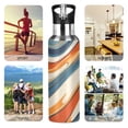 thumbnail image 7 of Yayeee 20oz Insulated Water Bottle Double Wall Stainless Steel with Flip Straw Lid, Beige Abstract Wavy, 7 of 7