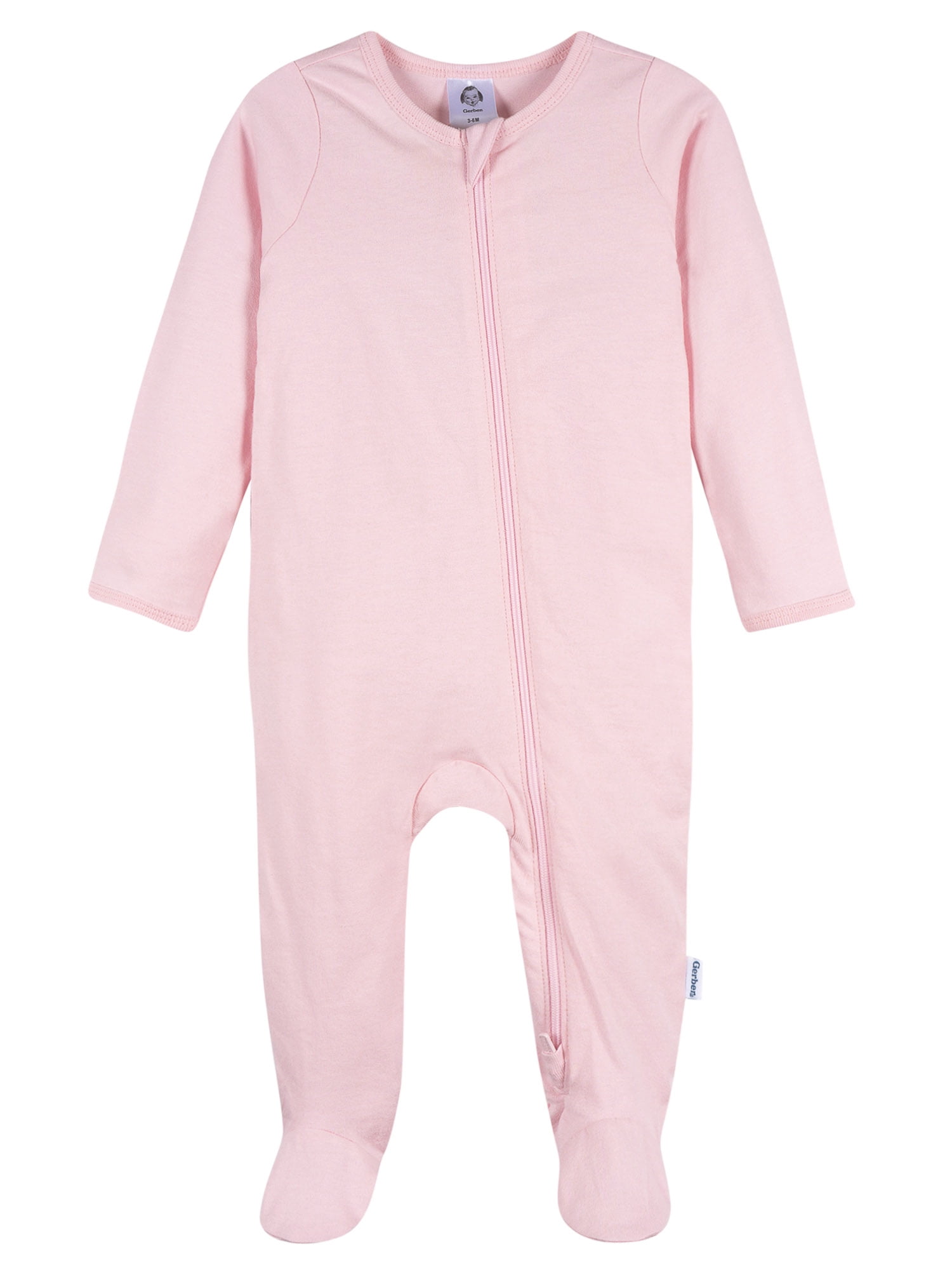 Gerber Baby Girl 2-Way Zipper Cotton Sleep 'N Play Footed Pajamas, 2-Pack, Sizes Newborn - 3/6 Months