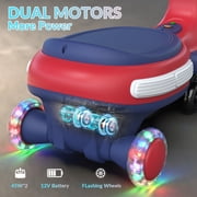 5TH WHEEL 12V 4.5Ah KW01-BB Electric Wiggle Car for Kids, 3-4.5 Mph Swing Car with Music Speaker, Wheels with Lights, Riding Toy for Ages 3–8, Red and blue