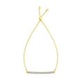 thumbnail image 1 of 14k Yellow Gold Adjustable Bracelet Textured Bar and Diamonds 9.25 in, 1 of 2