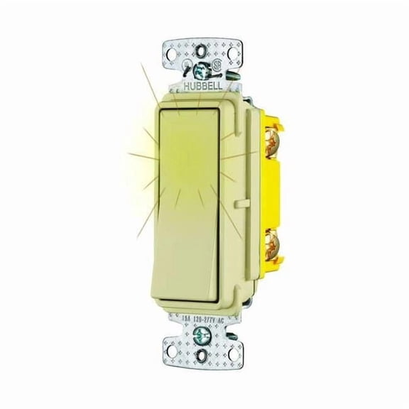 Bryant Pilot Light Wall Switch,Ivory,15A,1/2 HP RSD115PLI