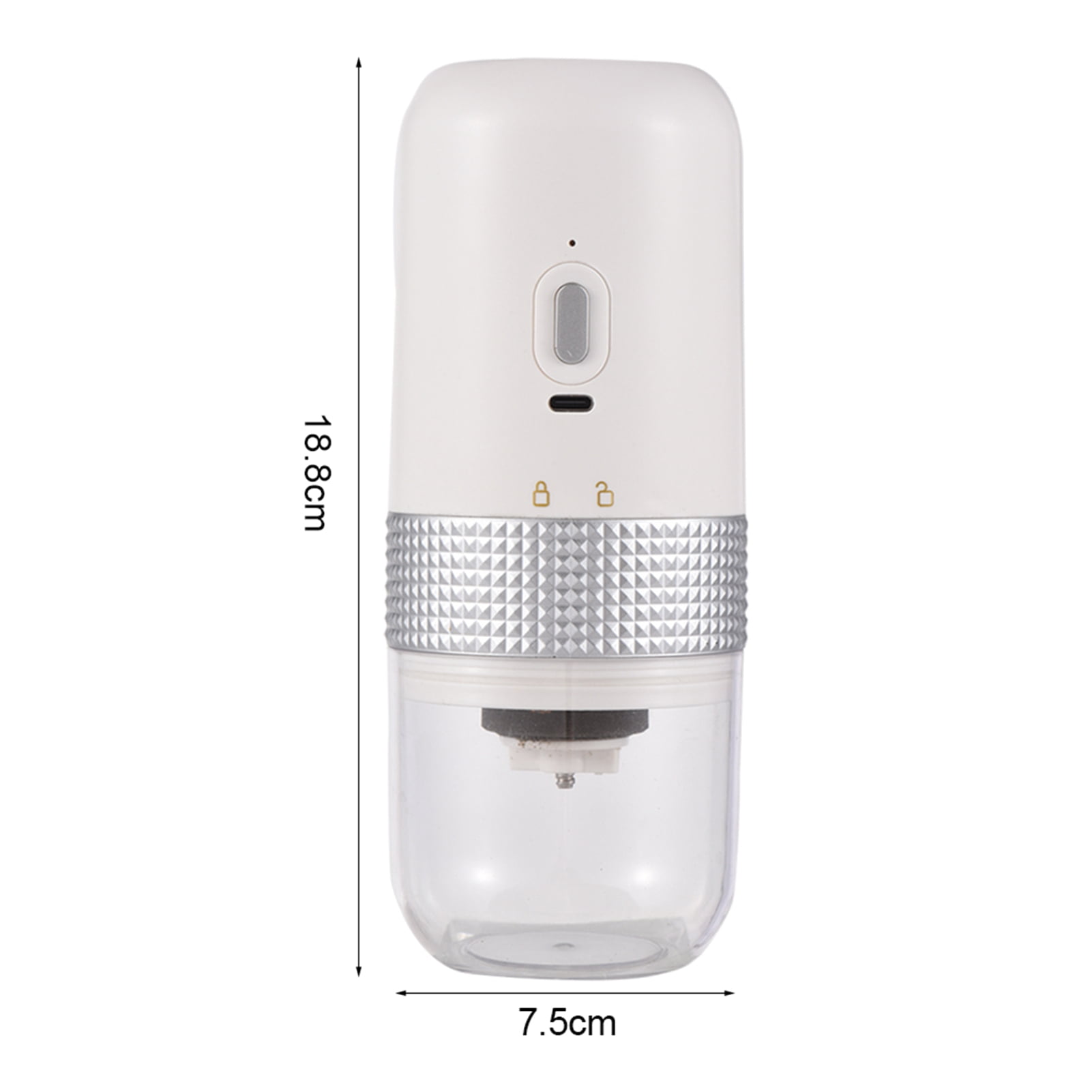 LAZIOEGR White Electric Coffee Burr Grinder, Cordless USB Rechargeable Coffee Bean Mill with Adjustable Coarseness (7.4 x 2.95 in / 18.8 x 7.5 cm), Ceramic Core