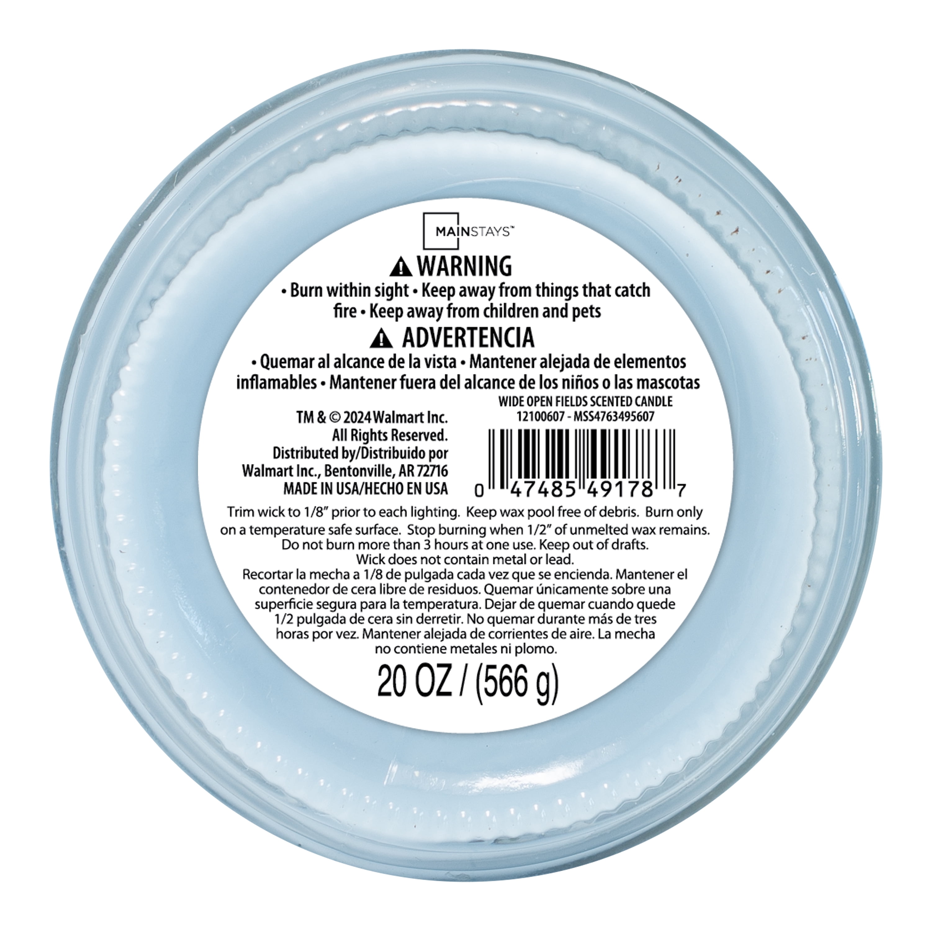Mainstays Wide Open Fields Single Wick Candle, 20 oz