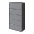 thumbnail image 3 of Hirsh 36 inch Wide 5 Drawer Metal Lateral File Cabinet for Home and Office, Holds Letter, Legal and A4 Hanging Folders, Silver, 3 of 4