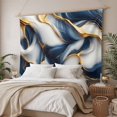thumbnail image 3 of Navy Blue Marble Tapestry for Bedroom Wall Hanging Tapestry, Gold Modern Art Ceiling Backdrop Tapestries Poster Blanket Wall Decor for Teens Room Living Room Dorm 39" x 59", 3 of 8