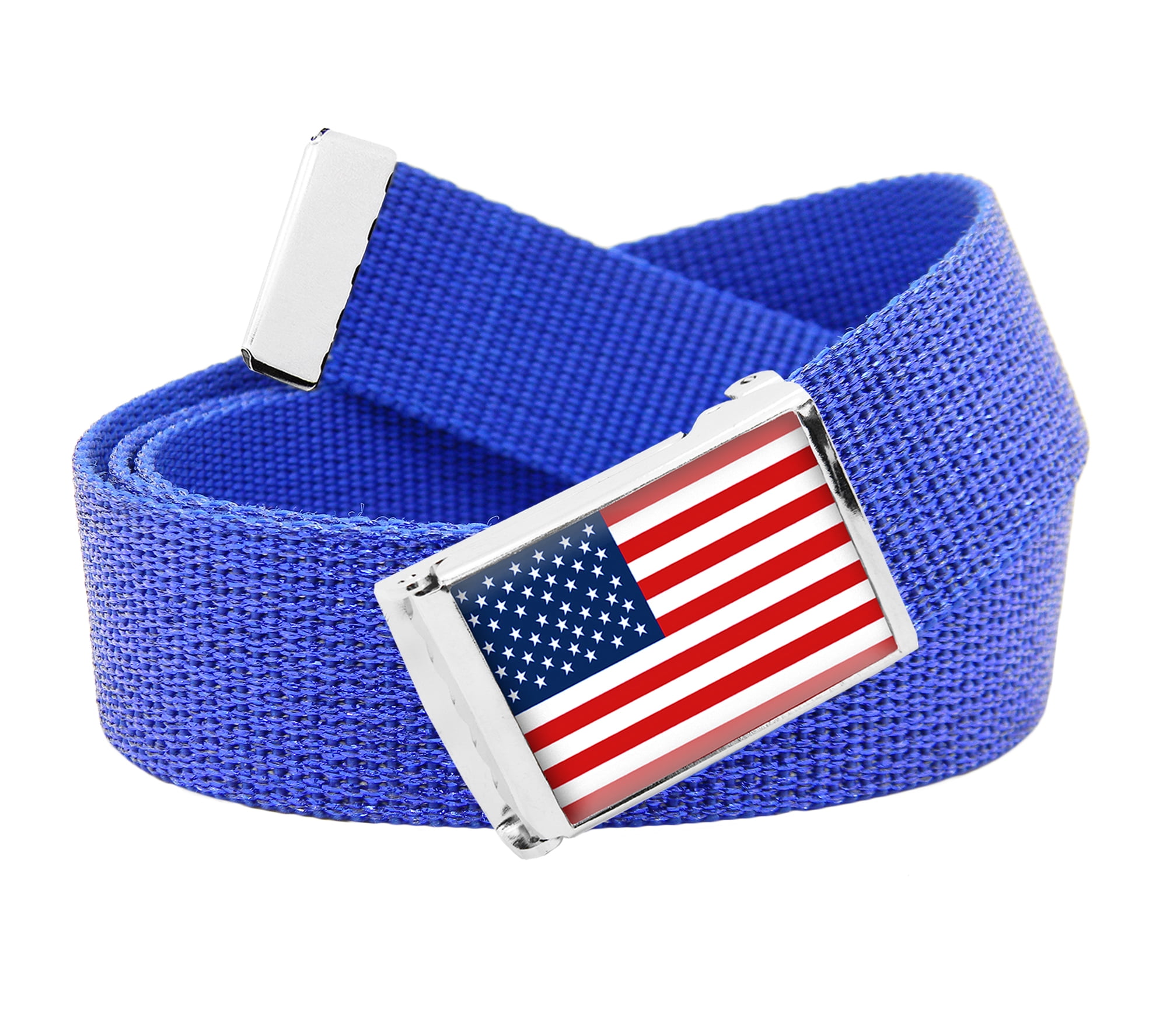 American Flag Flip Top Men's Belt Buckle with Canvas  Belt Small