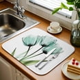 thumbnail image 3 of Dish Drying Mat for Kitchen Countertop, Tulips Flower Absorbent Microfiber Dish Mat Reversible Quick Dry Non Slip Draining Mat Kitchen Drying Pad for Dishes, Utensils 18x24 Inch Green Floral, 3 of 9