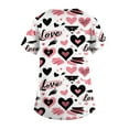 thumbnail image 4 of Garbnen S-5XL Valentine Day Scrubs Short Sleeve V Neck Love Print Nursing Uniform with Pocket Stretch Women Workwear, 4 of 5