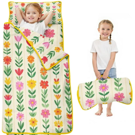 Pioneer Flower Floral Print Pattern Toddler Nap Mats for Kids Preschool,Sleeping Mat Bag or Kids,Toddler Sleeping Bag,Toddler Nap Mat or Daycare