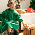 thumbnail image 5 of Glisme Girls Dress Autumn And Winter Long Sleeve Corduroy Solid Color Sundress Versatile Little Girl Princess Dress Size 3-4 Years,Green, 5 of 6
