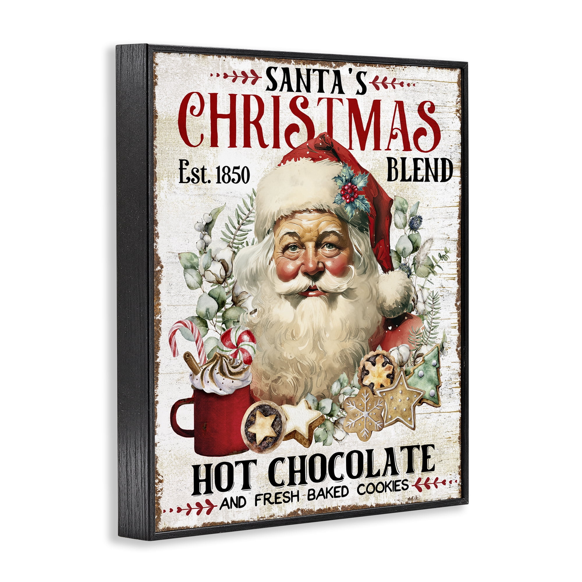 Stupell Industries Santa's Christmas Blend Holiday Painting Black Framed Art Prints Wall Art, 24 x 30