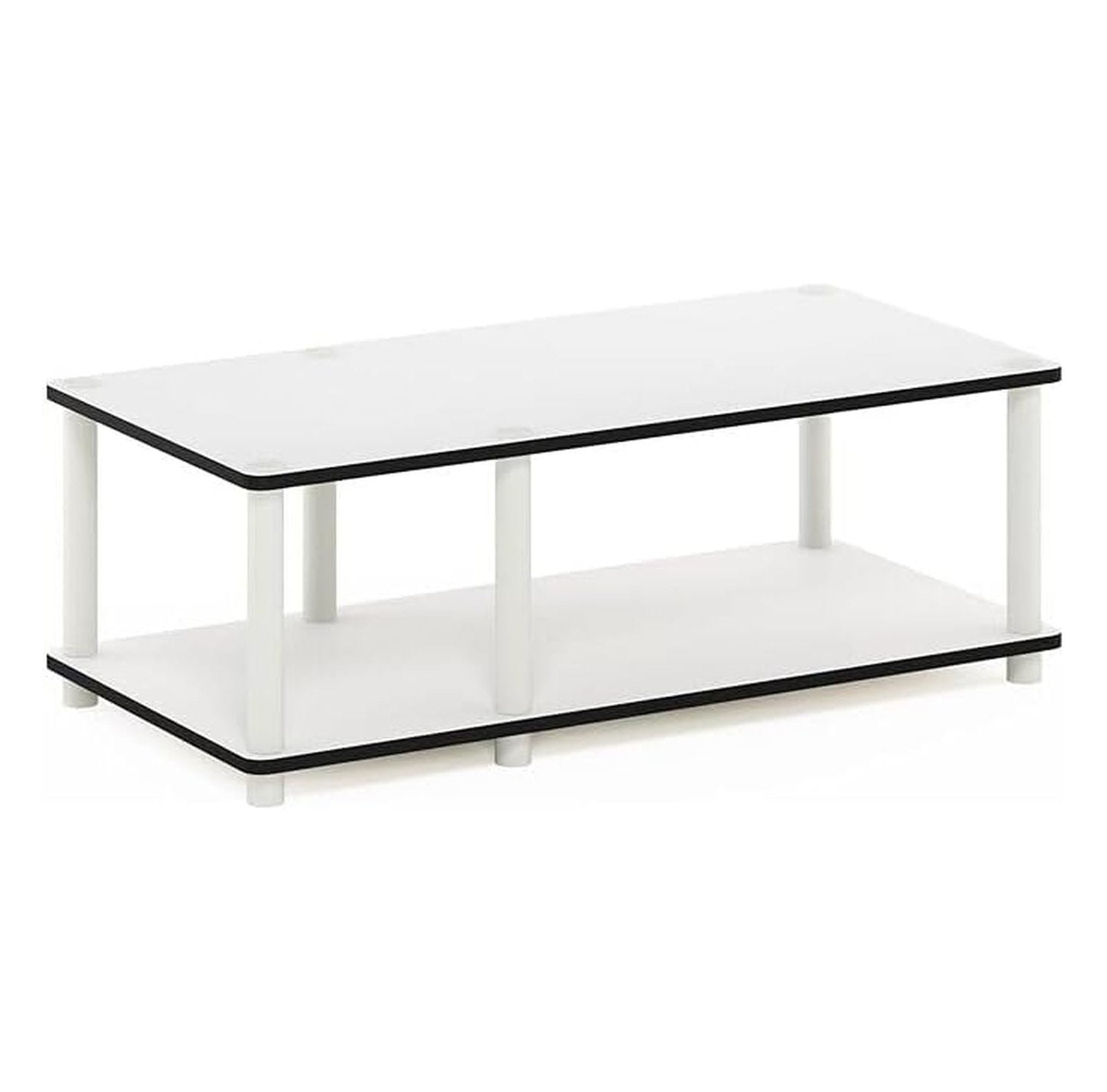 60 Inch TV Stand No Tools Assembly, White Entertainment Console for 32-65” TVs, Low Profile Media Console with Storage, Modern Living Room Furniture