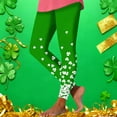 thumbnail image 5 of QATAINLAV St Patricks Day Leggings for Women High Waisted Casual Shamrock Yoga Pants Irish Green Graphic Soft Stretchy Tights Green M, 5 of 7