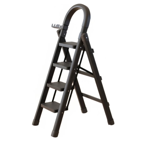 TLCEKVEC 4-Step Folding Steel Step Stool Ladder, 330 lb, Non-Slip, Black