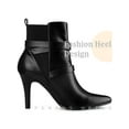thumbnail image 3 of BLISSFUL STEP Women's Ankle Boost Faux Leather Pointed Toe Stiletto Heel Cross Strap Boots Black 6, 3 of 6