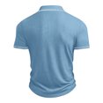 thumbnail image 5 of Men's Vertical Ribbed Polo Shirt Short Sleeve Contrast Piping Trim Stretch Collared Golf Top Casual Business Summer Shirt, M, 5 of 5