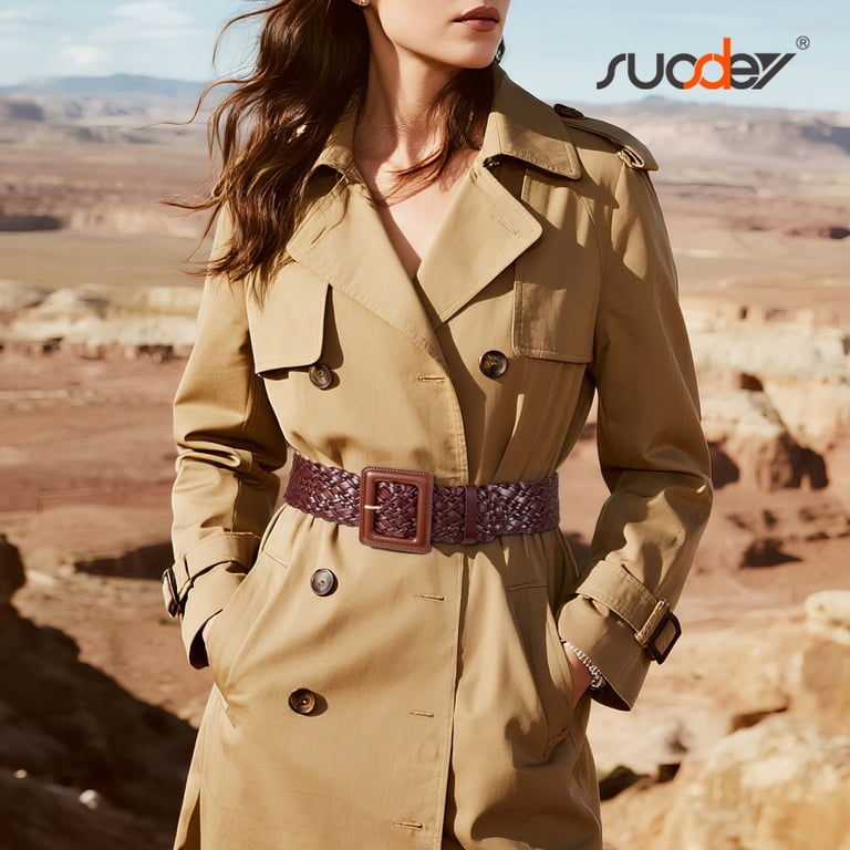 SUOSDEY Women Wide Belts for Dresses,Ladies Woven Leather Waist Belt -  Walmart.com