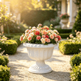 thumbnail image 6 of KFUIRDE Garden Decorative Planter European Style Vintage Hydroponic Flower Pot, Plastic Plant Pot with Tray for Indoor Outdoor Balcony Garden Home Decor, Modern Rustic Decor, White, 6 of 7