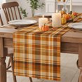 thumbnail image 2 of Orange Checked Fall Cotton Linen Rectangle Table Runners 13"x72", Thanksgiving Buffalo Plaid Coffee Table Runner Dresser Scarves Luxury Table Runners for Wedding Party Banquet Dinner Decor, 2 of 8