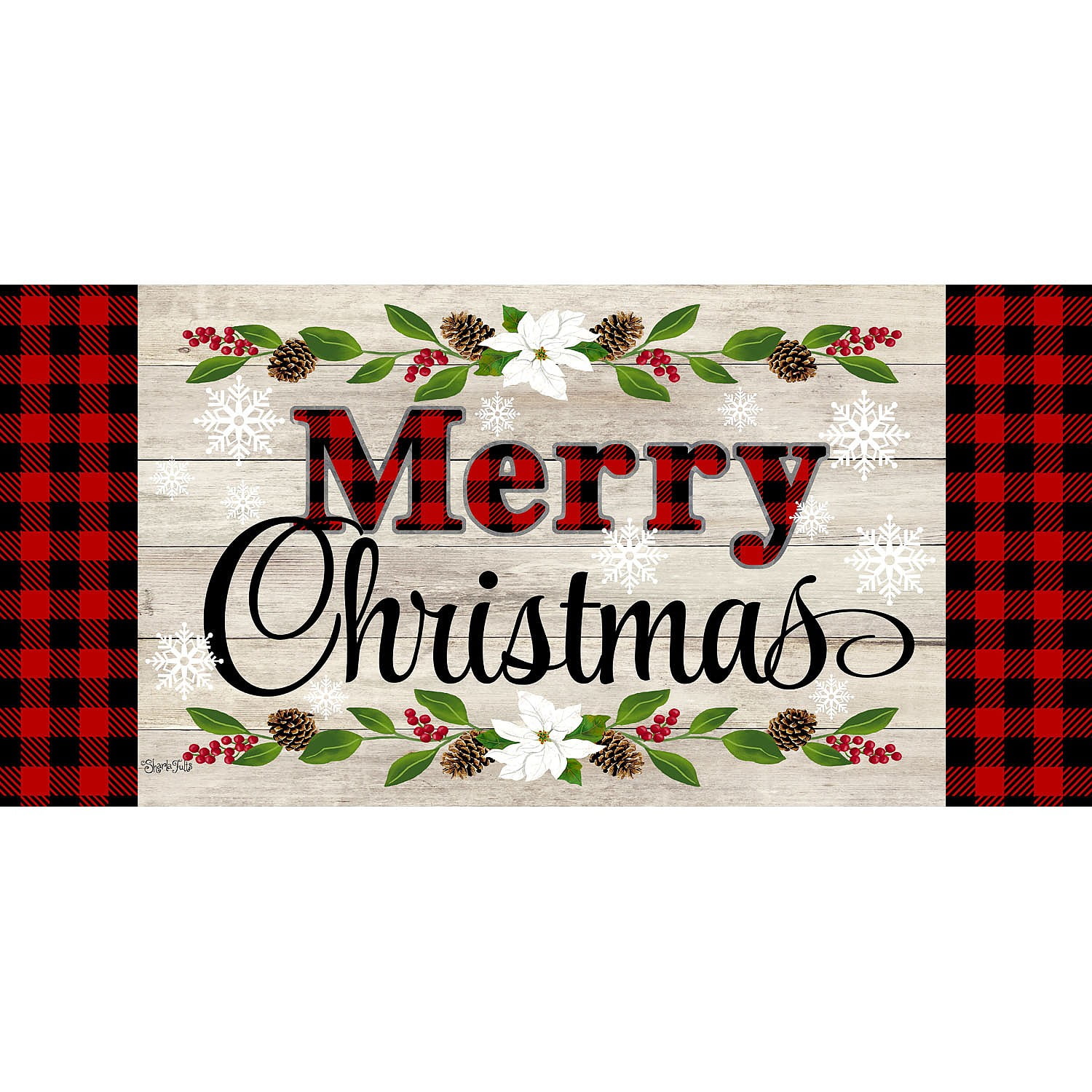 Evergreen Enterprises, Inc Winter Christmas Joy Sassafras 22 in. x 10 in.  Non-Slip Outdoor Door Mat