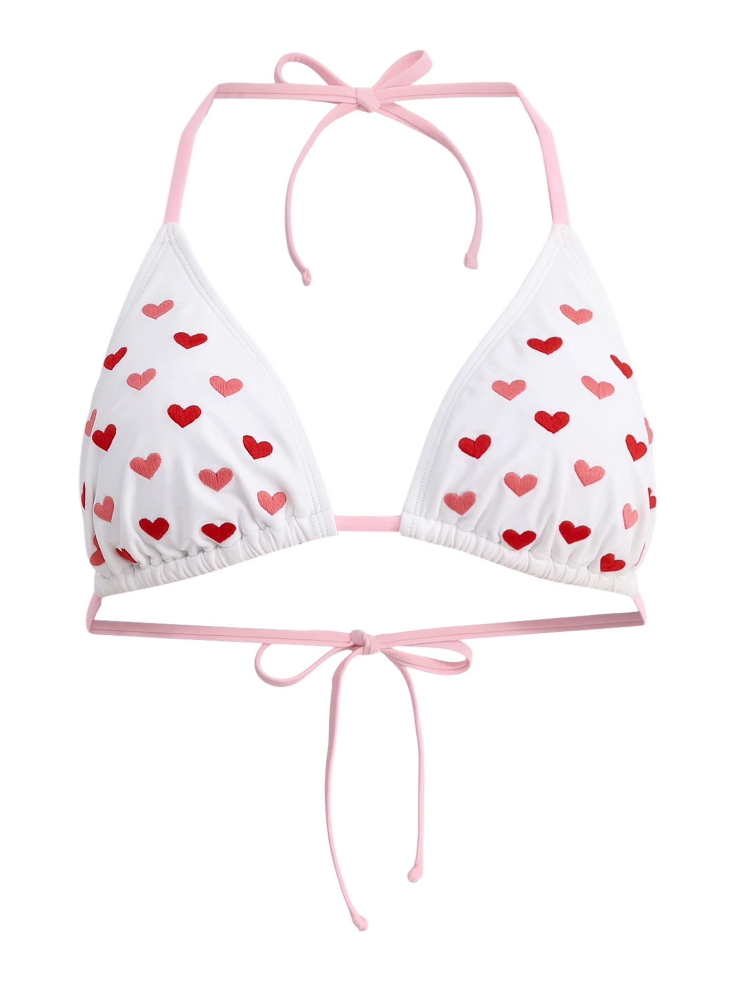 No Boundaries Women's Love Club Embroidery Triangle Bikini Top, Sizes XXS - XXL