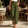 thumbnail image 6 of Horkkom Pants for Women Solid Color Elastic Waist Pants Casual Loose Pleated Pants with Pockets XXL, 6 of 7
