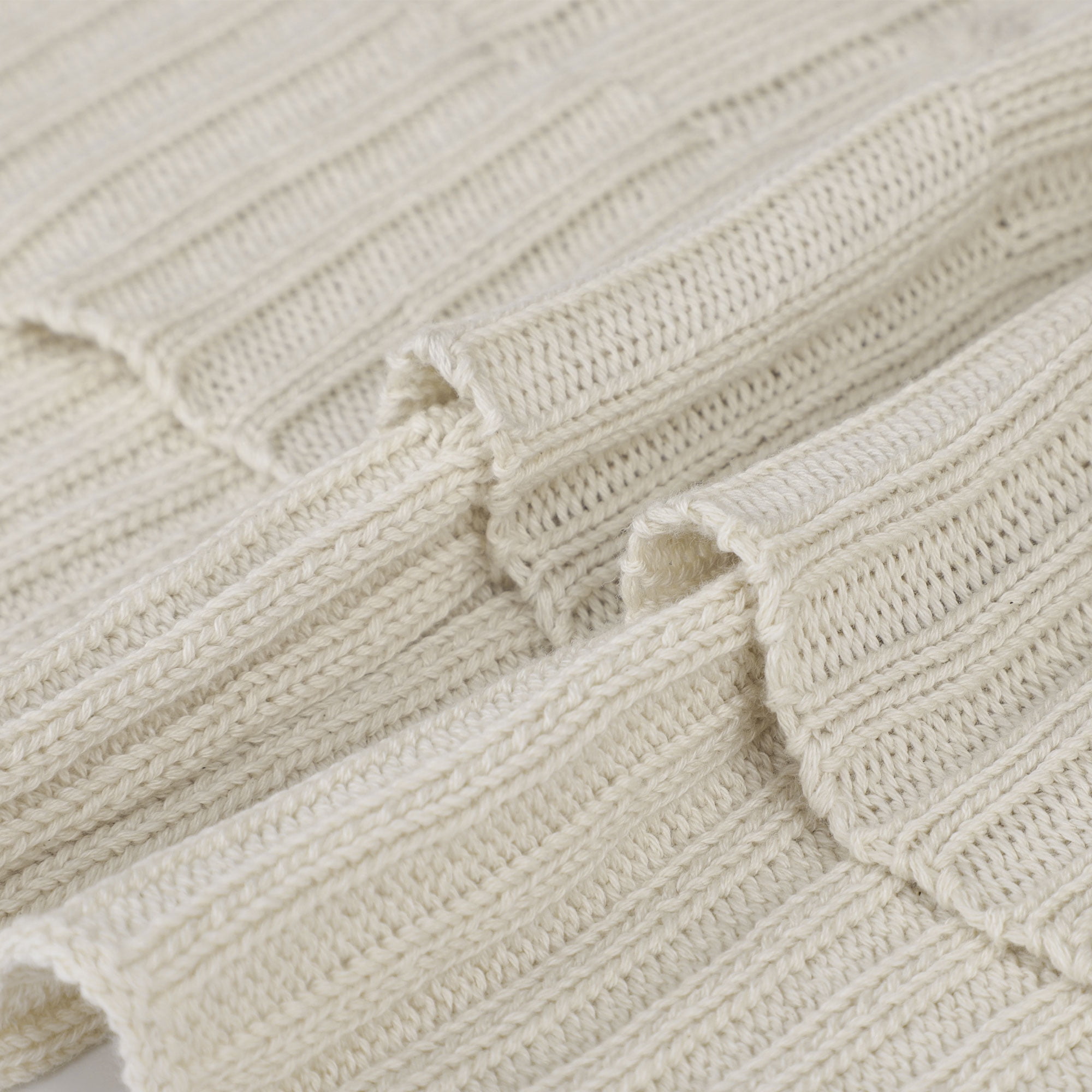 Unique Bargains 100% Cotton Cable Knit Throw Bed Blanket Beige 60" x 78"