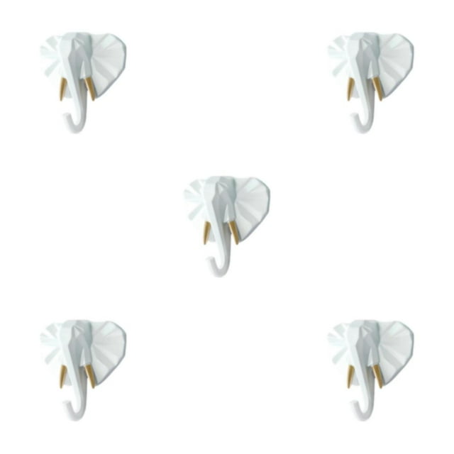 Maytalsory Animal Head Key Hook Sturdy And Durable Construction Adding Touch Of Whimsy White gold (elephant 5Set