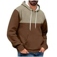 thumbnail image 2 of Momasggi Mens Color Block Hoodies with Pockets Fall Winter Long Sleeve Fleece Pullover Tops Casual Drawstring Hooded Sweatshirts with Pockets Coffee M, 2 of 5
