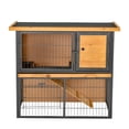 thumbnail image 2 of Topcobe Wooden Rabbit Hutch Metal Frame Small Animal Habitat with No Leak Tray, Openable Roof, Ramp and Lockable Door, Outdoor Wooden Pet Shelter, Yellow, 2 of 11